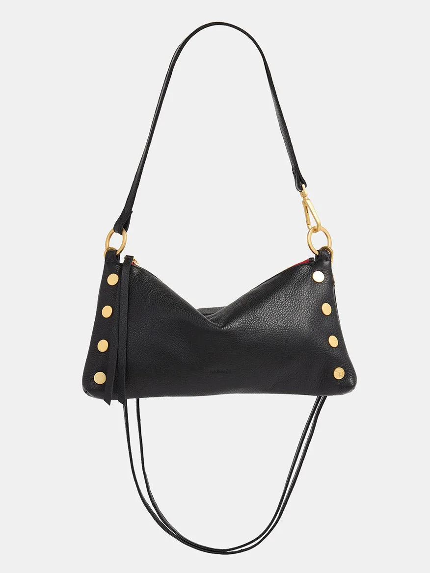Hammitt Los Angeles Kyle Shoulder Bag in Black/Brushed Gold & Red Zip