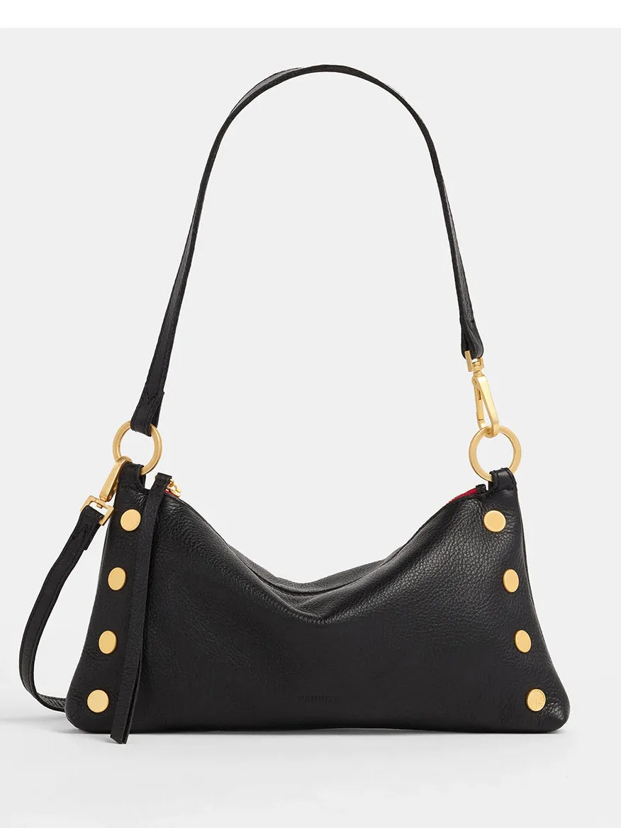 Hammitt Los Angeles Kyle Shoulder Bag in Black/Brushed Gold & Red Zip