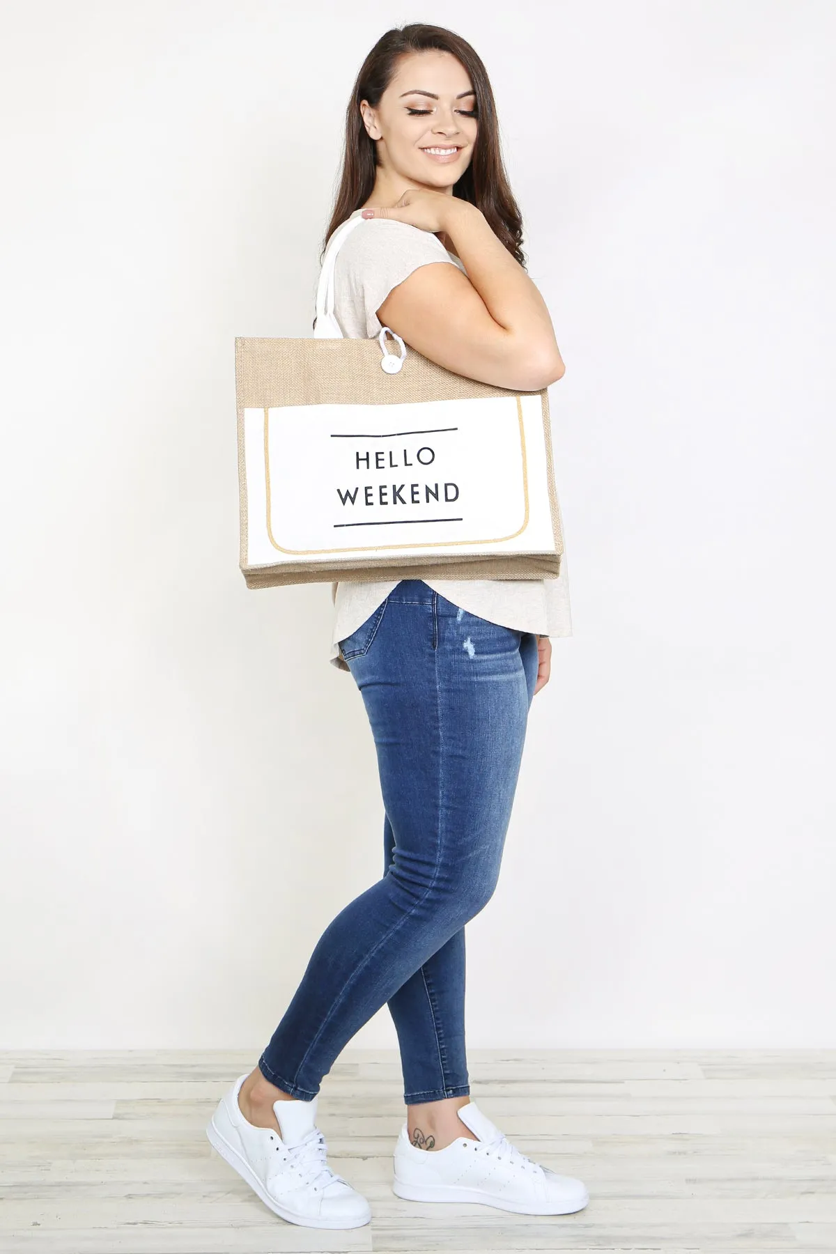 HELLO WEEKEND TOTE BAG