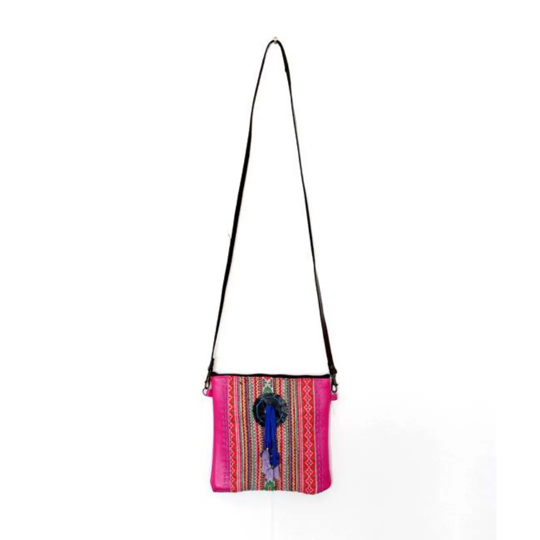 Hmong Fabric and Leather Crossbody Bag - Thailand