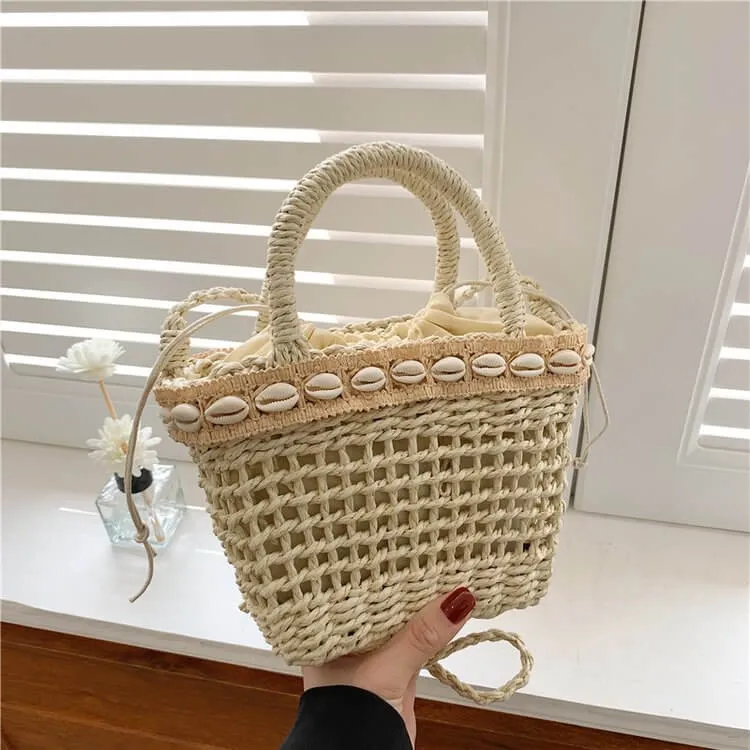 Hollow Designer Straw Tote Beach Bag-Showtown