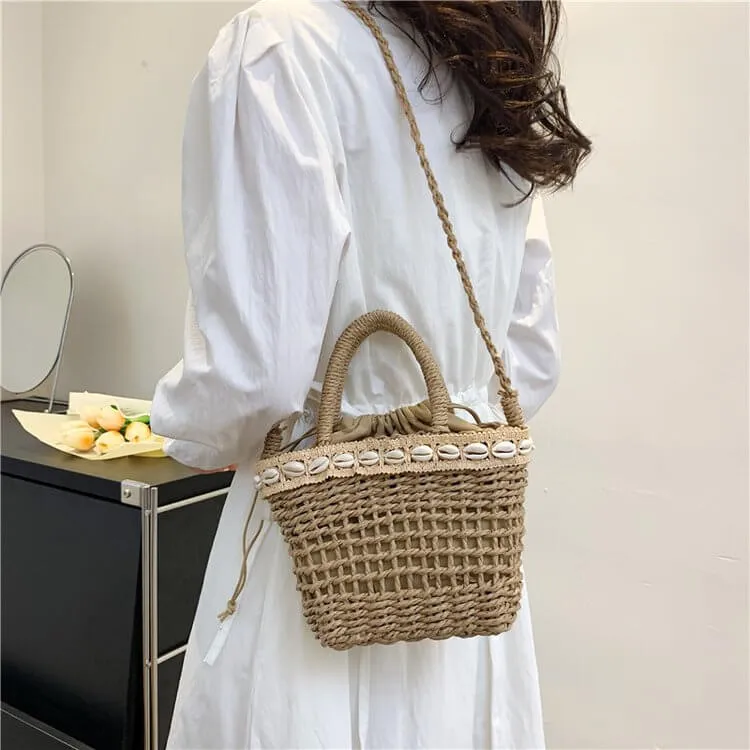 Hollow Designer Straw Tote Beach Bag-Showtown
