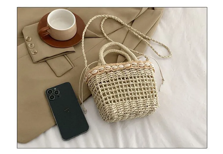 Hollow Designer Straw Tote Beach Bag-Showtown