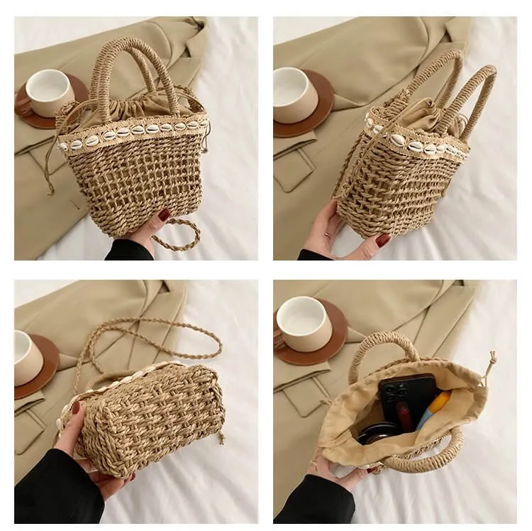 Hollow Designer Straw Tote Beach Bag-Showtown