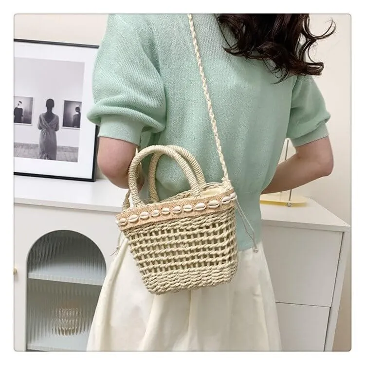 Hollow Designer Straw Tote Beach Bag-Showtown