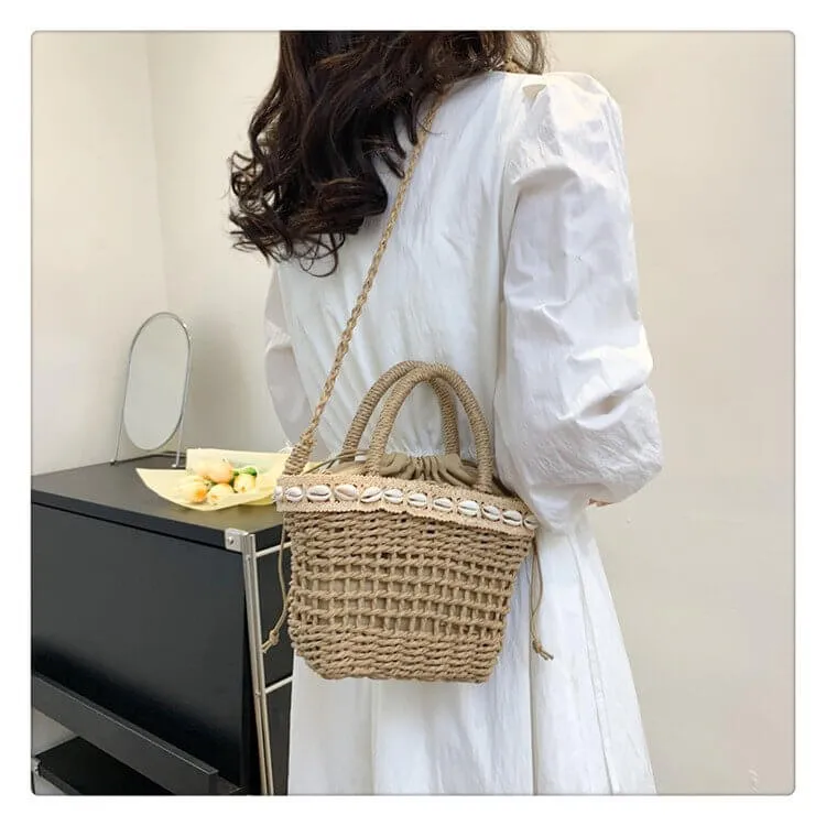 Hollow Designer Straw Tote Beach Bag-Showtown