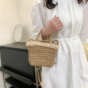 Hollow Designer Straw Tote Beach Bag-Showtown