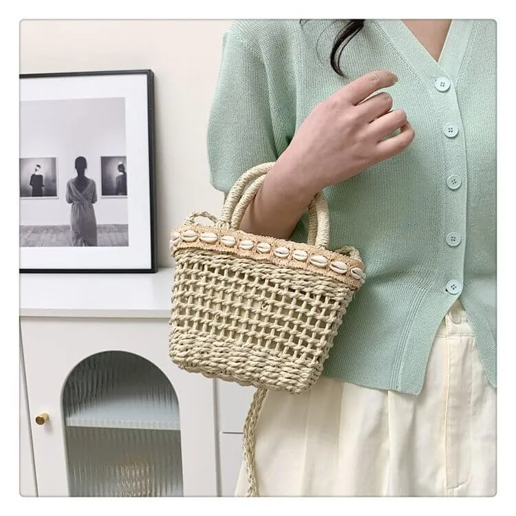 Hollow Designer Straw Tote Beach Bag-Showtown