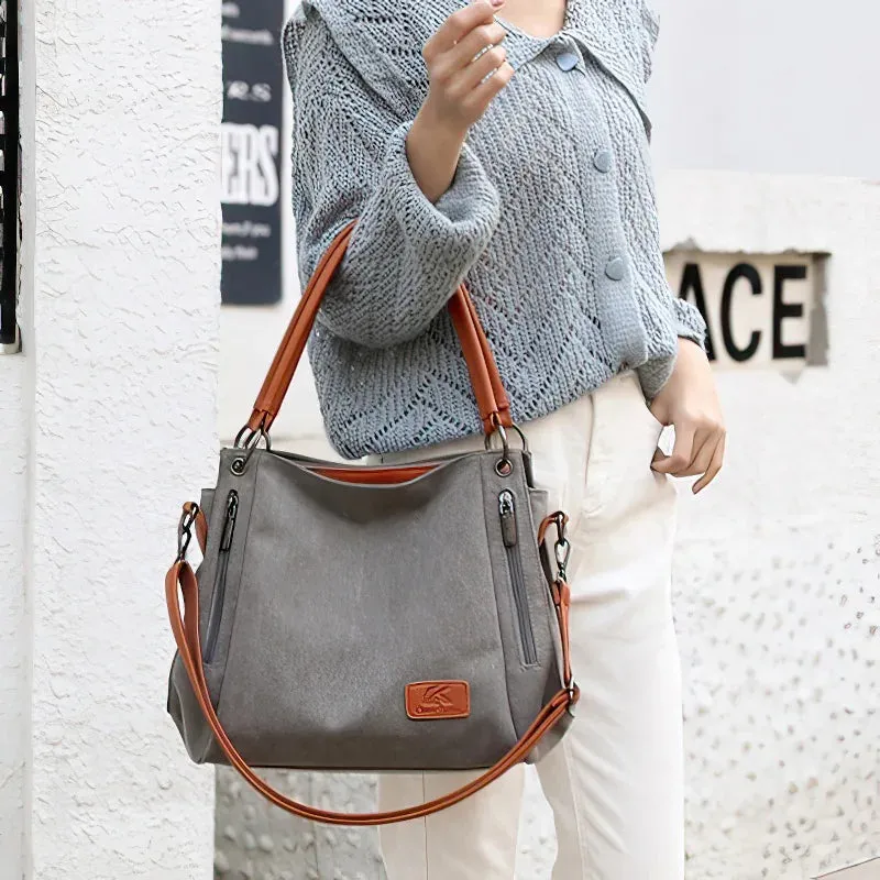 Large-capacity canvas bag for women with shoulder straps