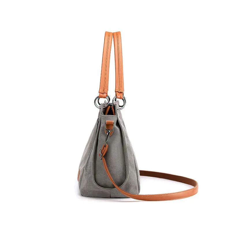 Large-capacity canvas bag for women with shoulder straps