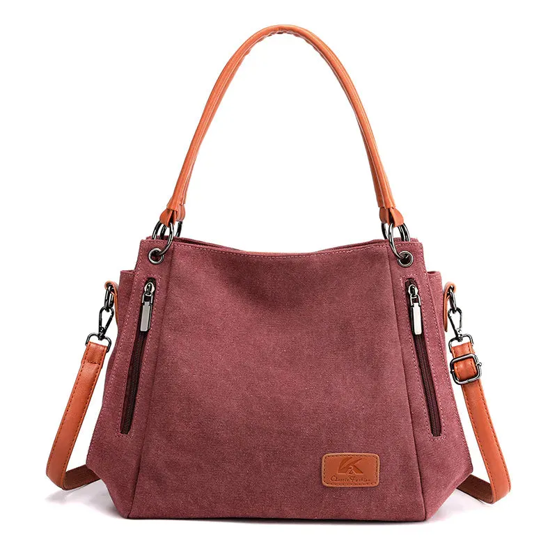 Large-capacity canvas bag for women with shoulder straps