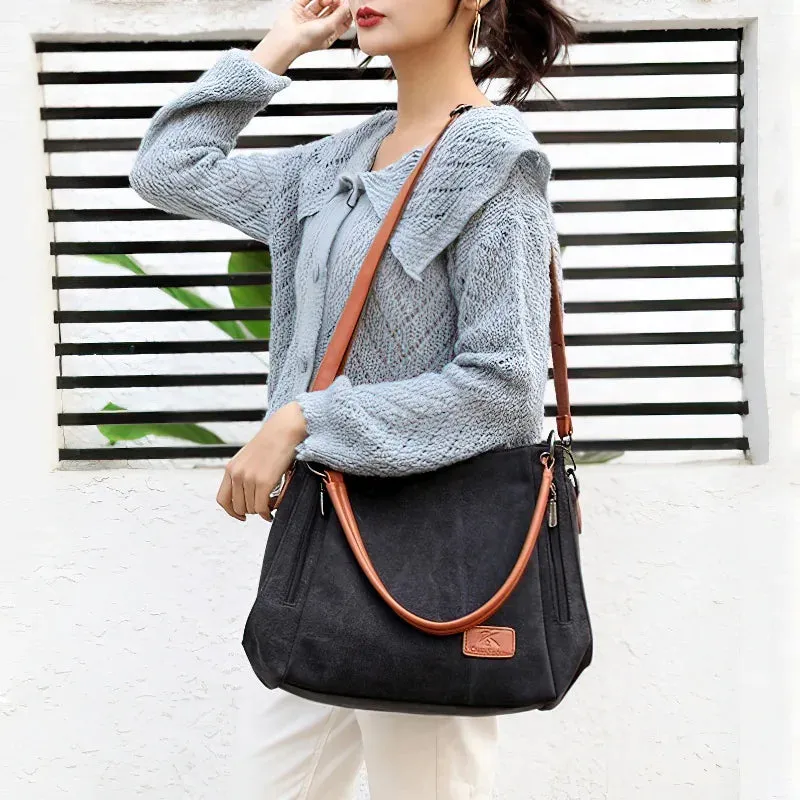 Large-capacity canvas bag for women with shoulder straps