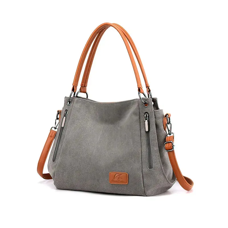 Large-capacity canvas bag for women with shoulder straps
