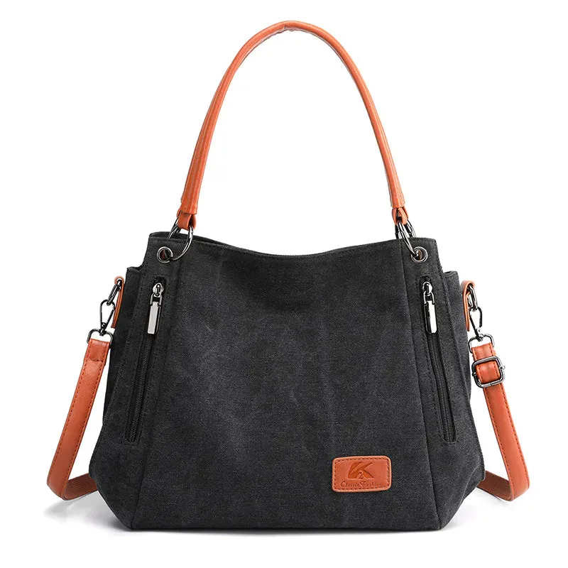Large-capacity canvas bag for women with shoulder straps