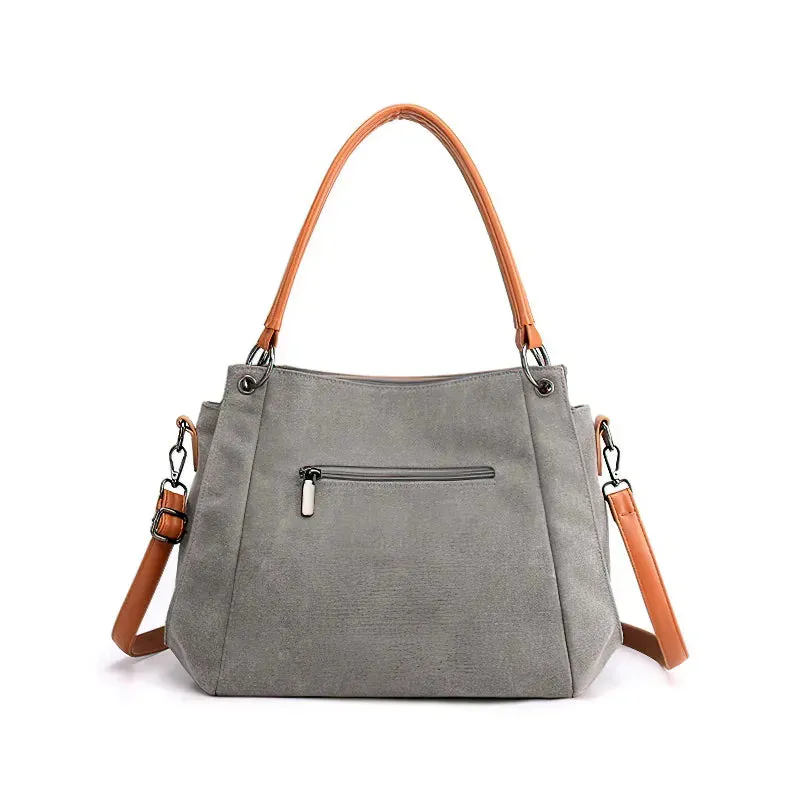 Large-capacity canvas bag for women with shoulder straps