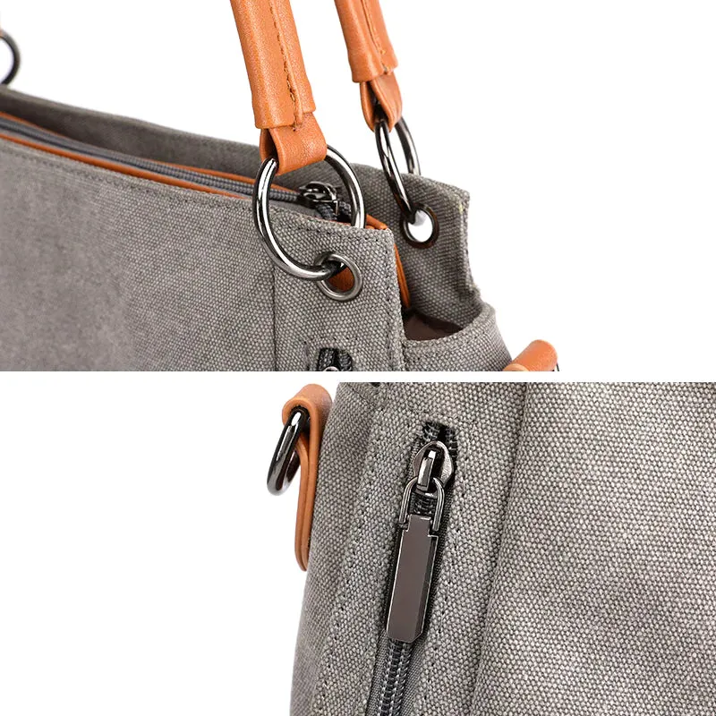 Large-capacity canvas bag for women with shoulder straps