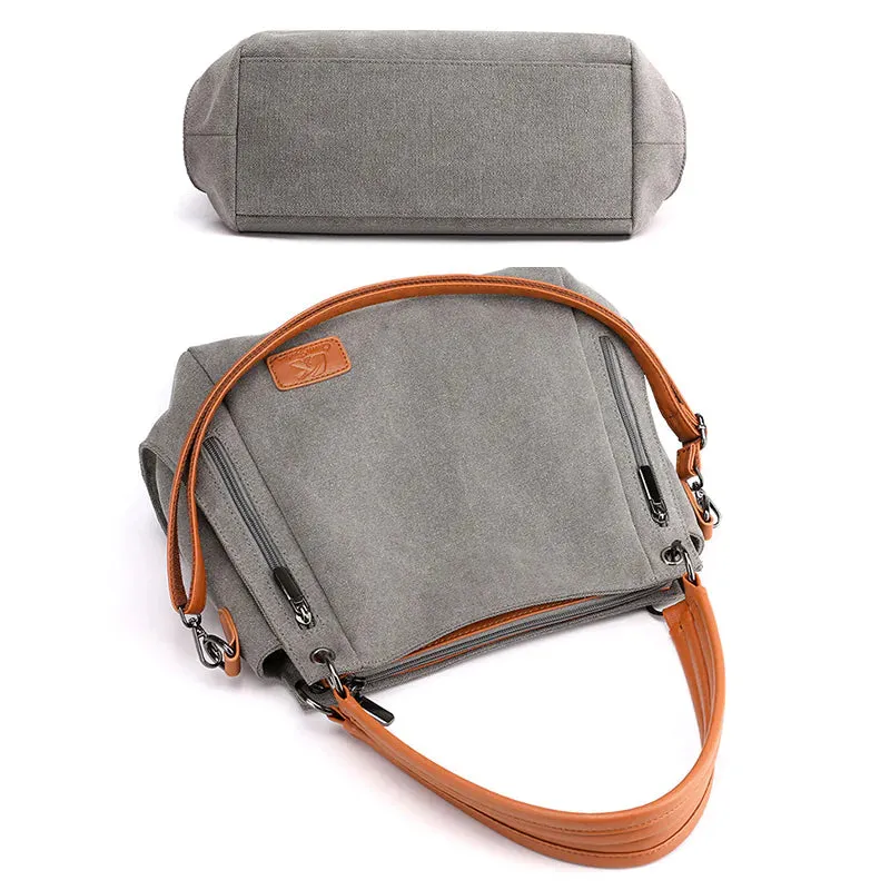 Large-capacity canvas bag for women with shoulder straps