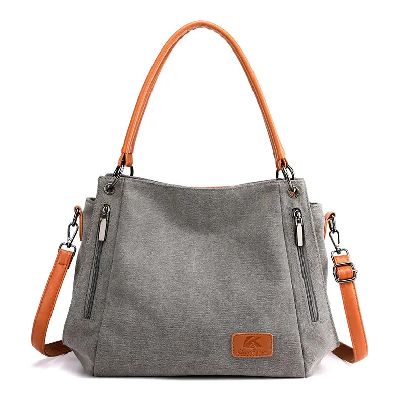 Large-capacity canvas bag for women with shoulder straps