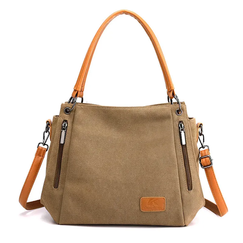 Large-capacity canvas bag for women with shoulder straps
