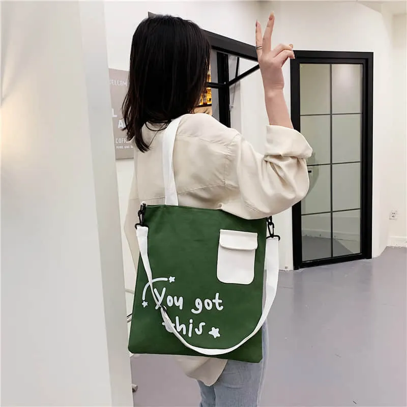 Large-capacity canvas stitching tote bag shoulder bag