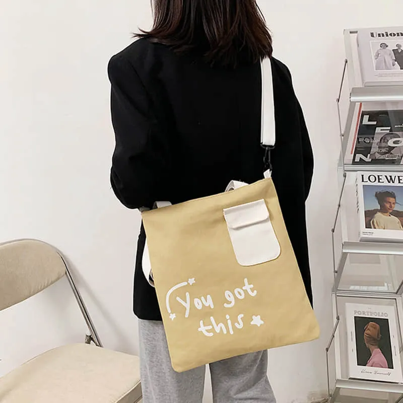 Large-capacity canvas stitching tote bag shoulder bag