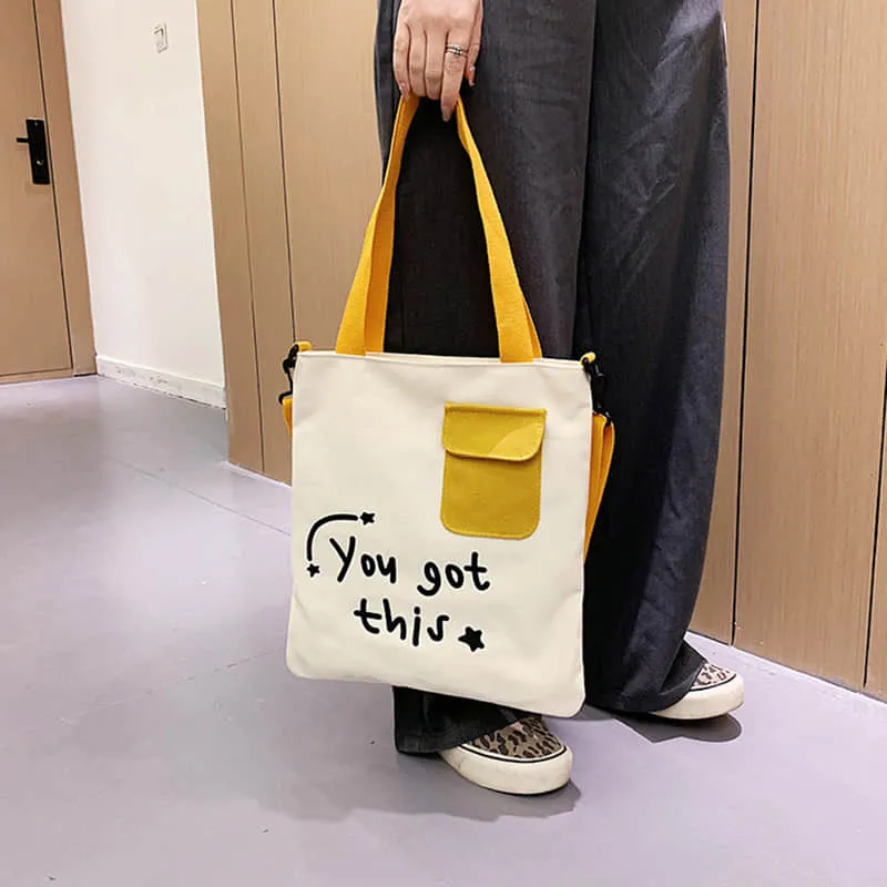Large-capacity canvas stitching tote bag shoulder bag