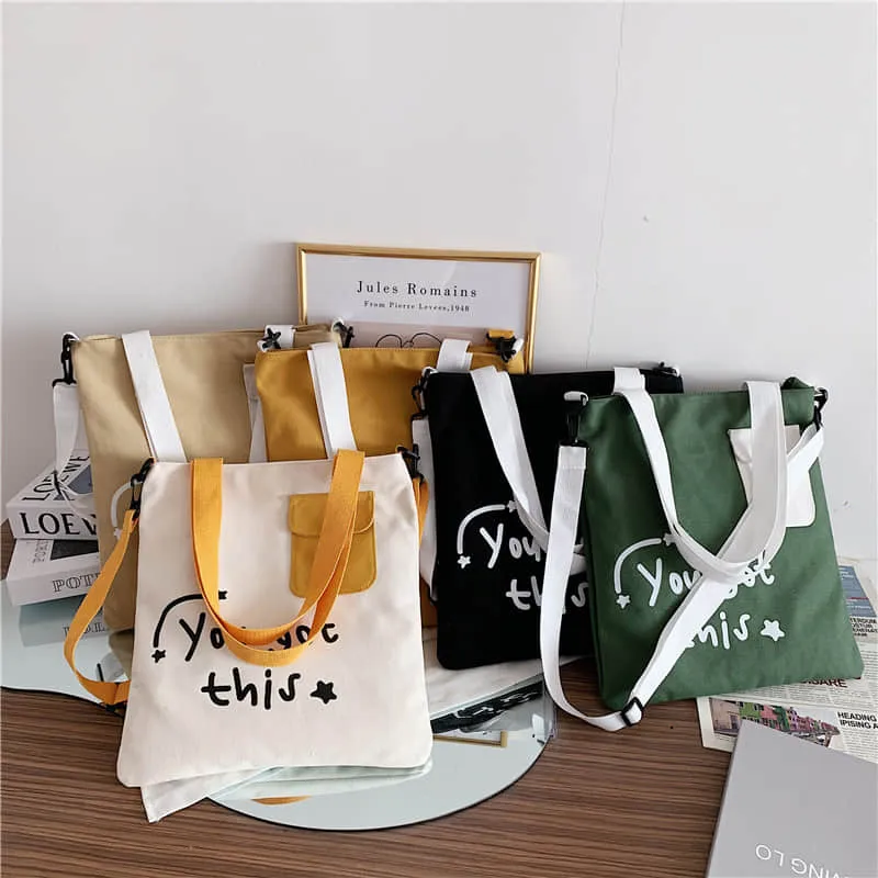 Large-capacity canvas stitching tote bag shoulder bag