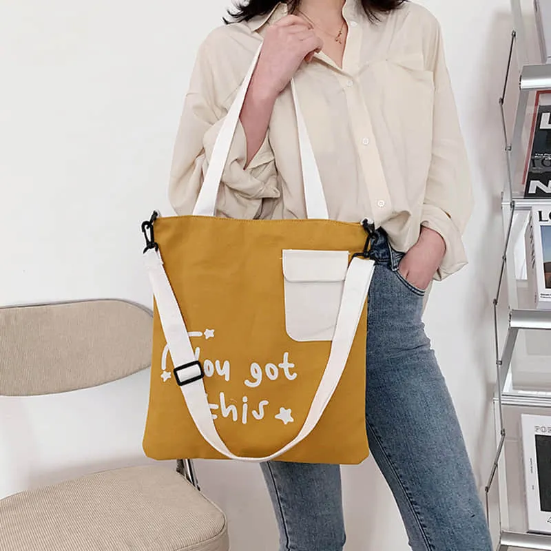 Large-capacity canvas stitching tote bag shoulder bag