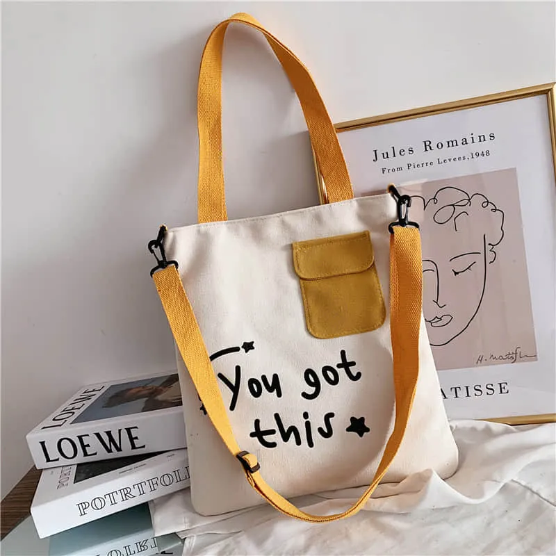Large-capacity canvas stitching tote bag shoulder bag