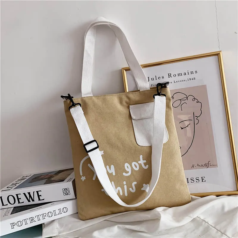 Large-capacity canvas stitching tote bag shoulder bag
