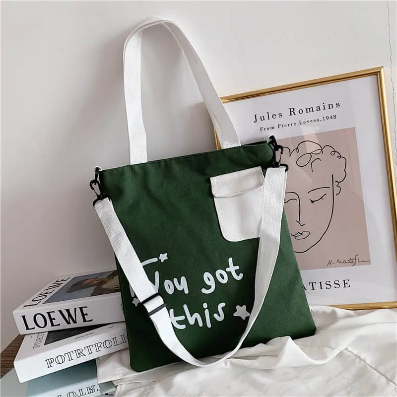 Large-capacity canvas stitching tote bag shoulder bag