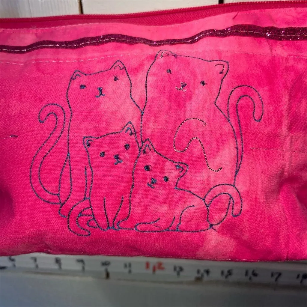 Lidia’s Bags Women's Pink Cat Embroidered Crossbody Bag with Pockets