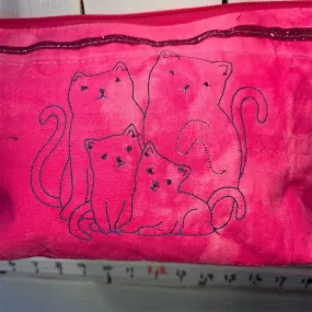 Lidia’s Bags Women's Pink Cat Embroidered Crossbody Bag with Pockets