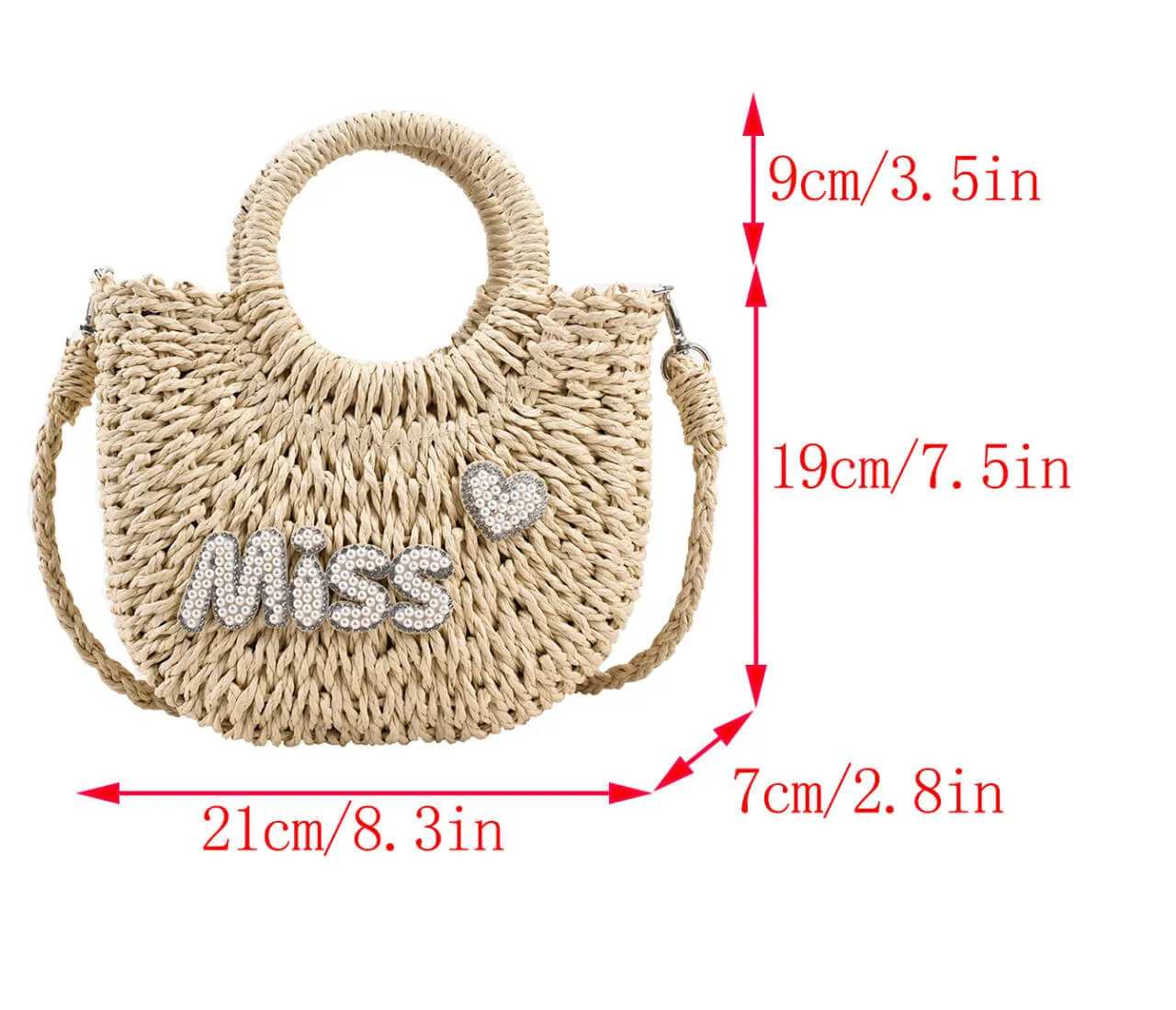 Monogrammed Small Straw Tote Bag-Showtown