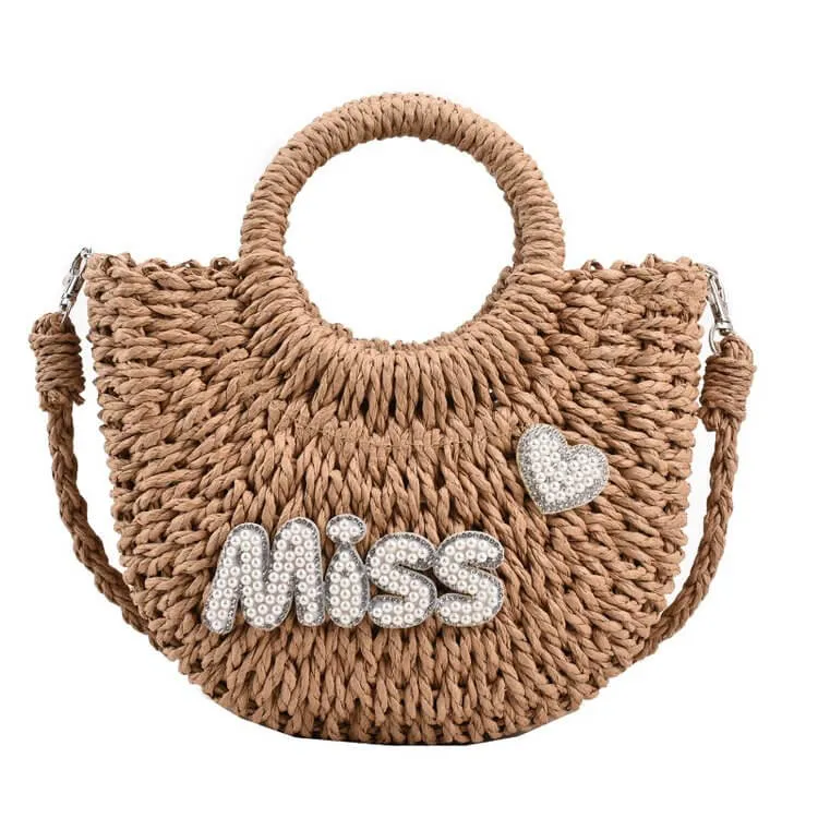 Monogrammed Small Straw Tote Bag-Showtown