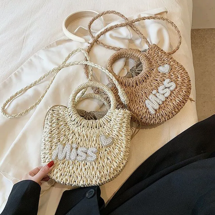 Monogrammed Small Straw Tote Bag-Showtown