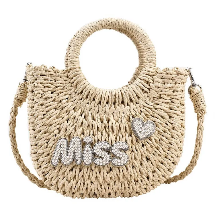 Monogrammed Small Straw Tote Bag-Showtown