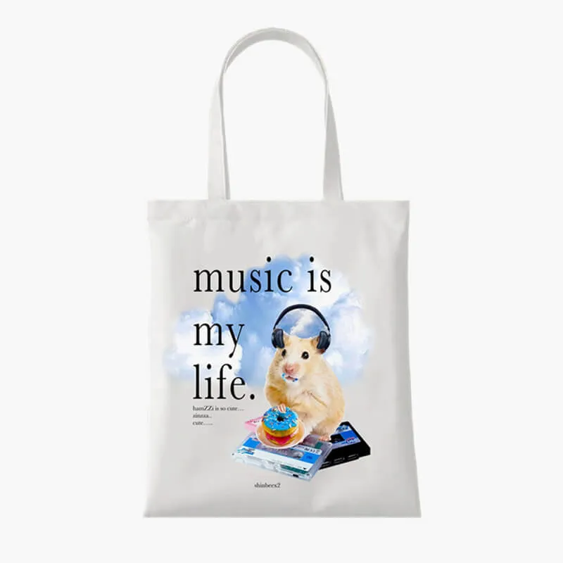 Music is My Life Hamster Tote Bag