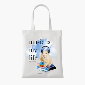 Music is My Life Hamster Tote Bag