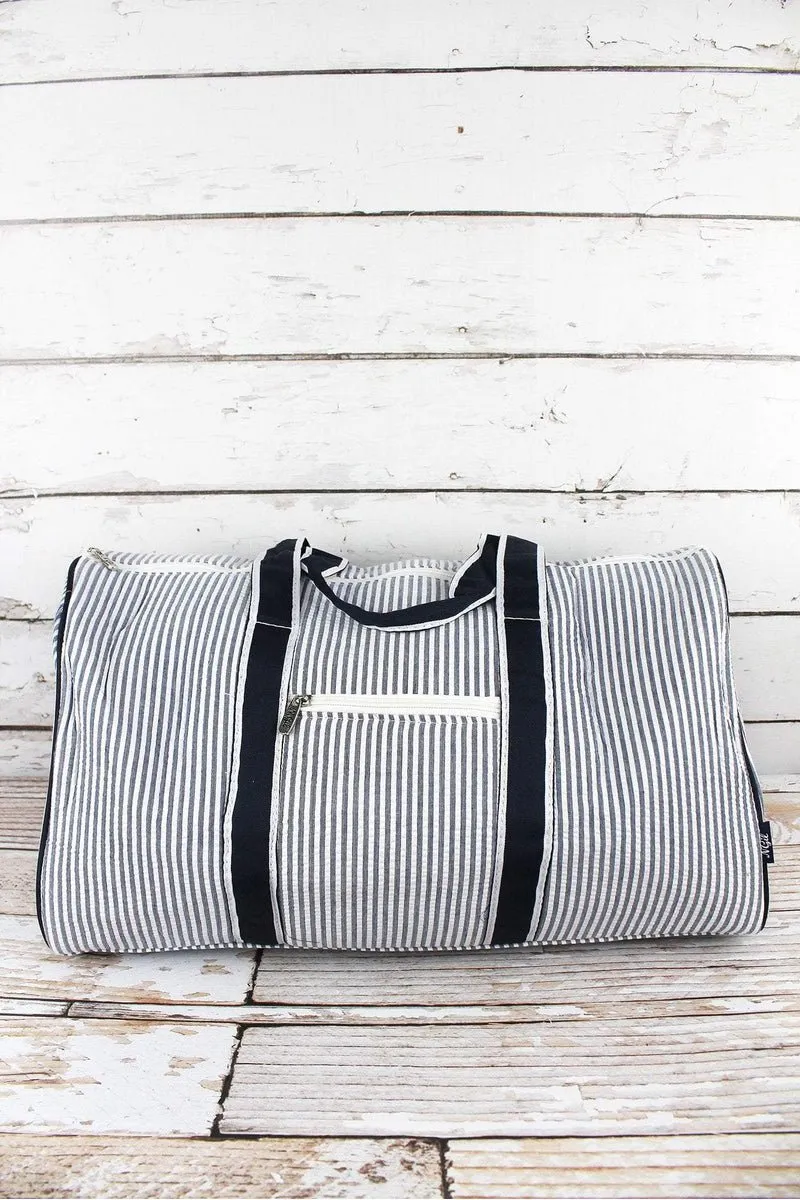 NGIL Navy Striped Seersucker Duffle Bag 21"