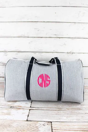 NGIL Navy Striped Seersucker Duffle Bag 21"