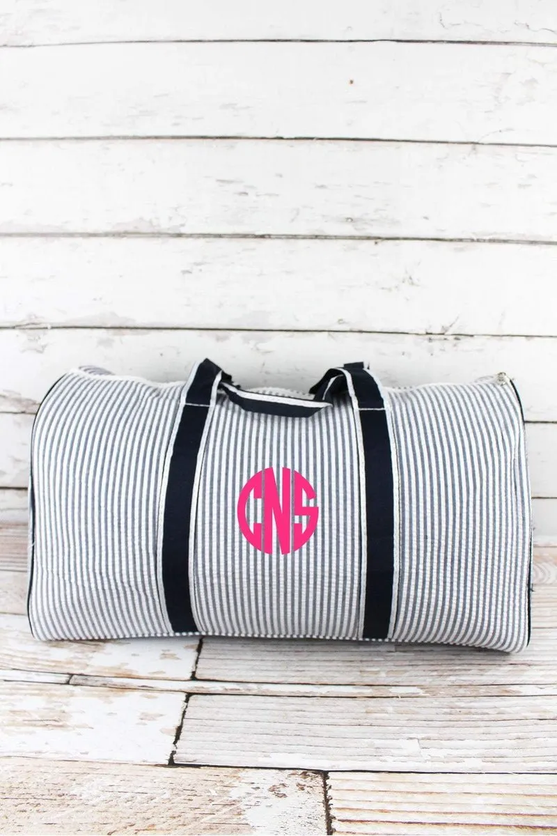 NGIL Navy Striped Seersucker Duffle Bag 21"