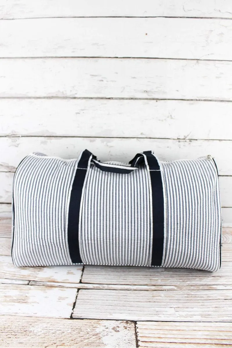 NGIL Navy Striped Seersucker Duffle Bag 21"