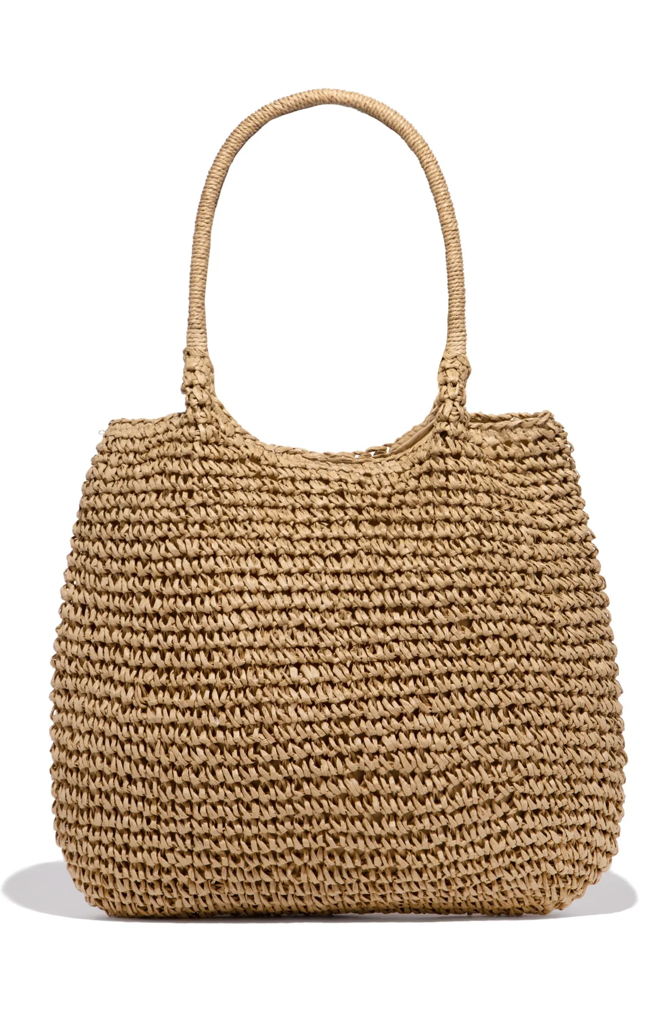 Playa Tulum Woven Straw Shoulder Beach Bag - Tan