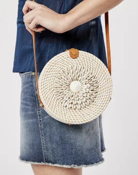 Seashell Woven Crossbody: White - FINAL SALE