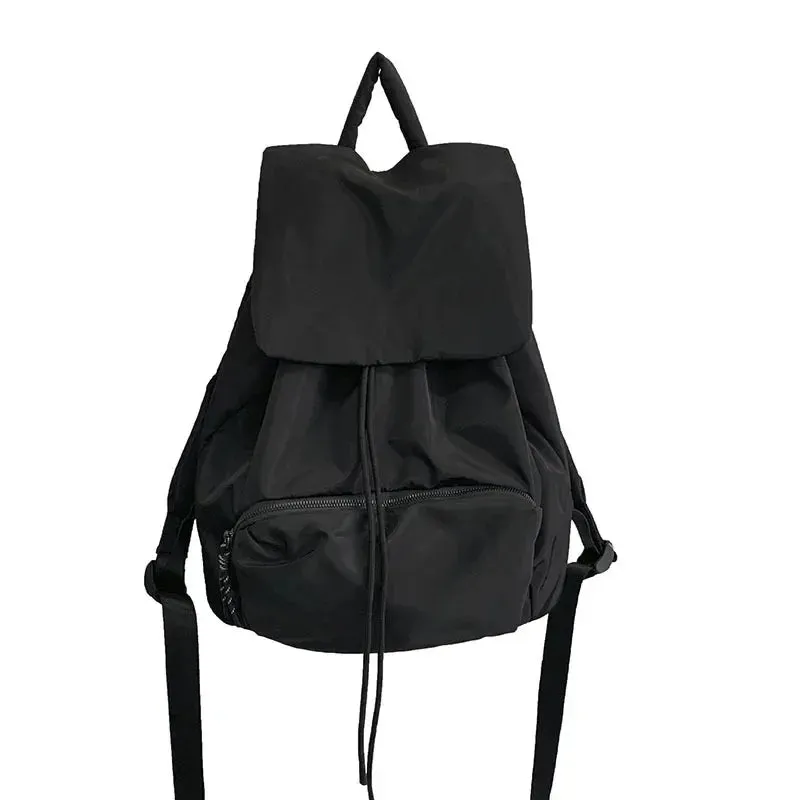 Sohiwoo Women's Large Capacity Backpacks Japanese Harajuku Literature Art Girl Drawstring Oxford Retro Black backpack Student Book Bag