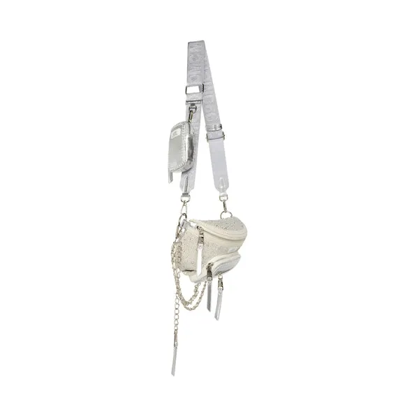 STEVE MADDEN BDOUBLER CROSSBODY BAG IN SILVER