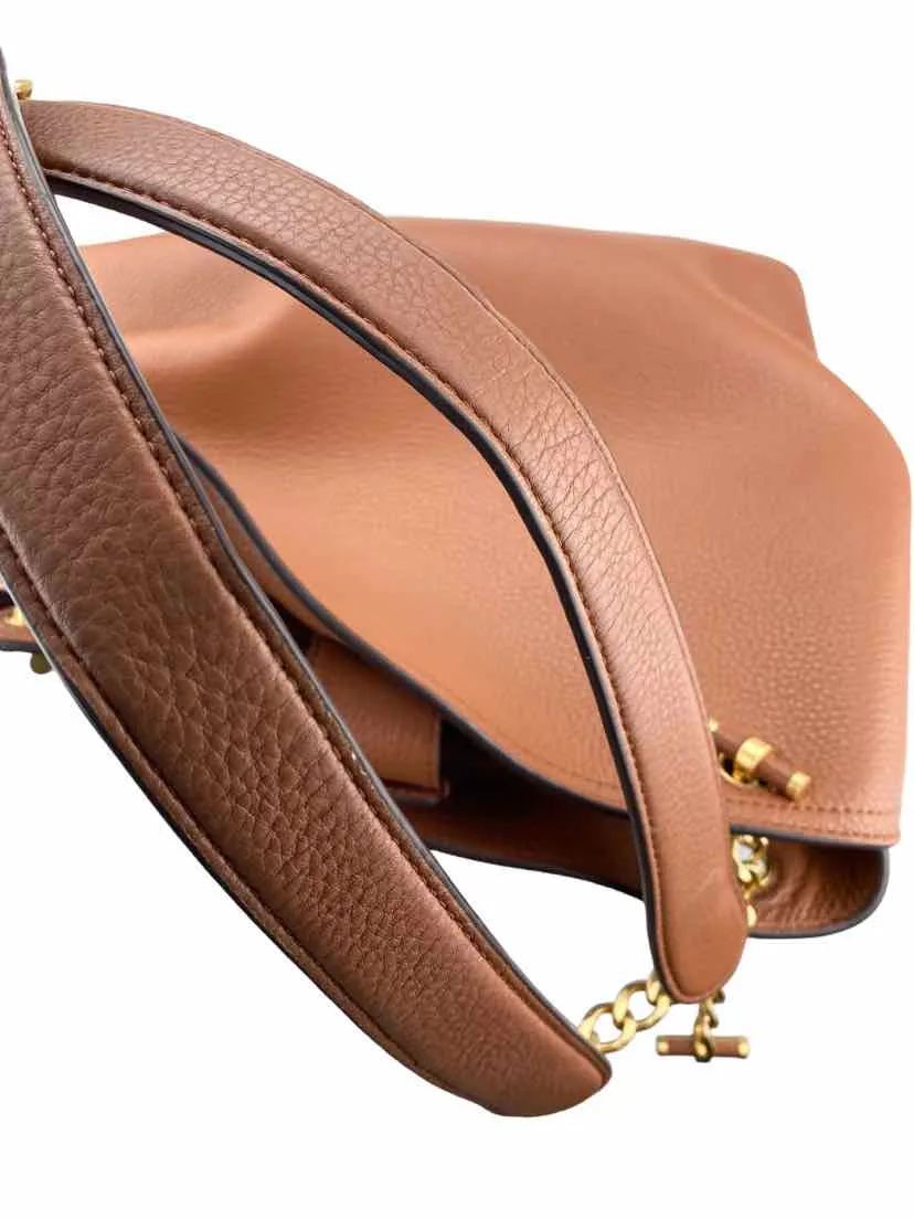 Tory Burch, Women's Chelsea Pebbled Leather Slouchy Tote Bag, Saddle