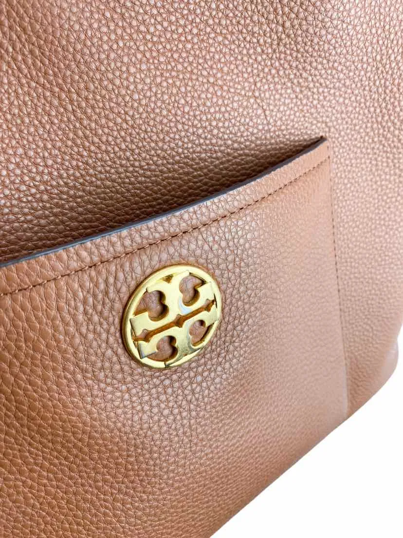 Tory Burch, Women's Chelsea Pebbled Leather Slouchy Tote Bag, Saddle