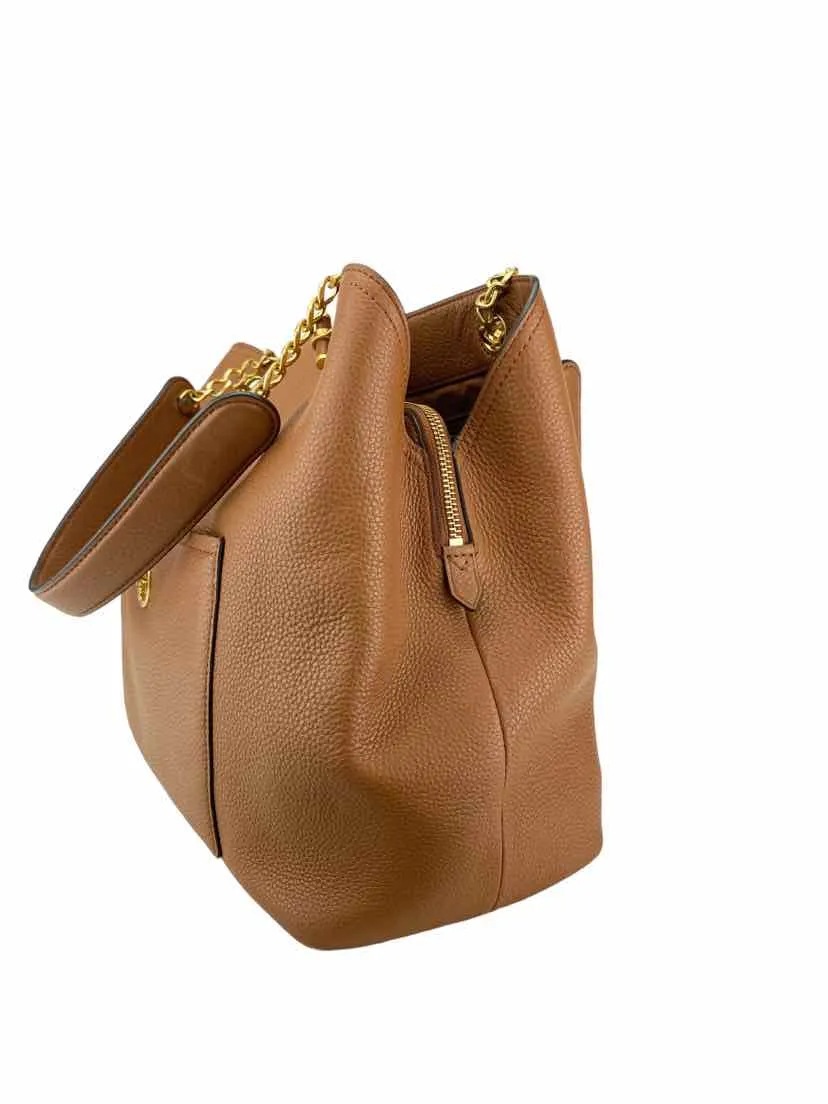 Tory Burch, Women's Chelsea Pebbled Leather Slouchy Tote Bag, Saddle